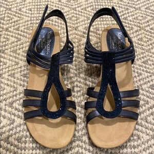 Kim Rogers 8 Blue Marshay Rhinestone Wedge Sandals